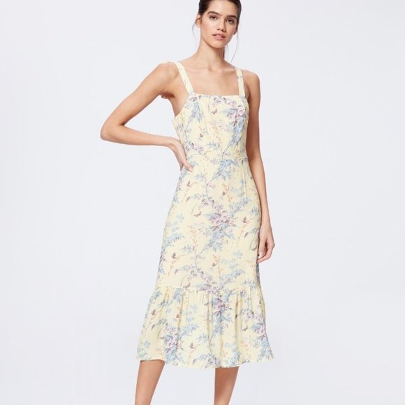 PAIGE Dresses & Skirts - New PAIGE Tolucah Yellow Floral Midi Sun Dress
